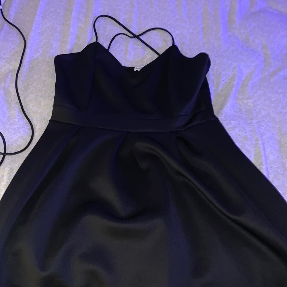 Black dress, above knee